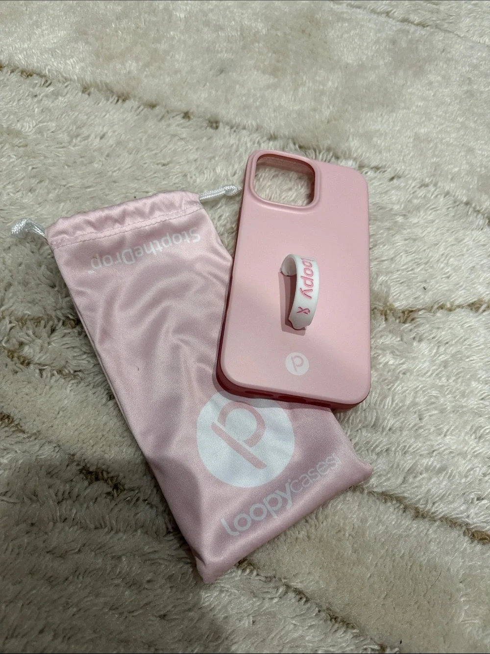 Loopy Case Pink iPhone Case with Matching Pink Loop and Pouch